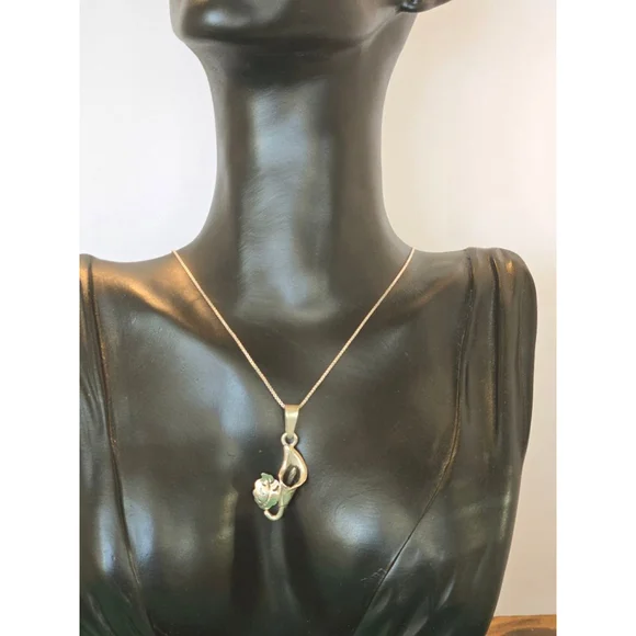 Necklace calla lily vintage taxco pendant 925 sterling - Picture 3 of 8